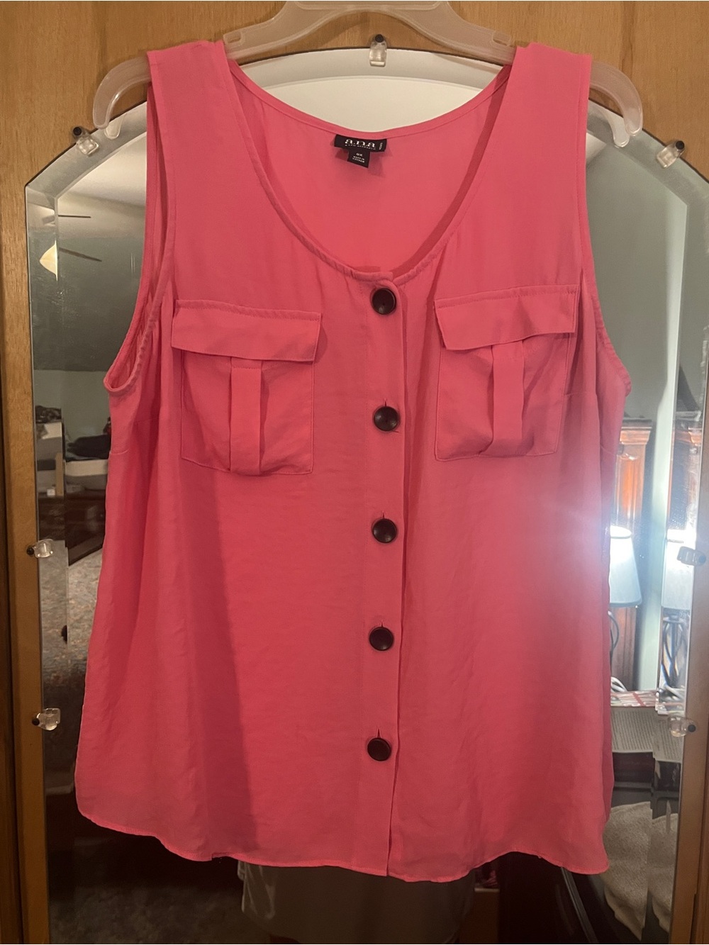 a.n.a Pink Button-Front Pocket Tank Top